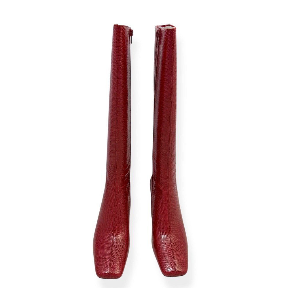 NIB Anthropologie Jeffrey Campbell Checkmate Red Knee High Boots 7.5 Lizard $210 - Picture 5 of 15